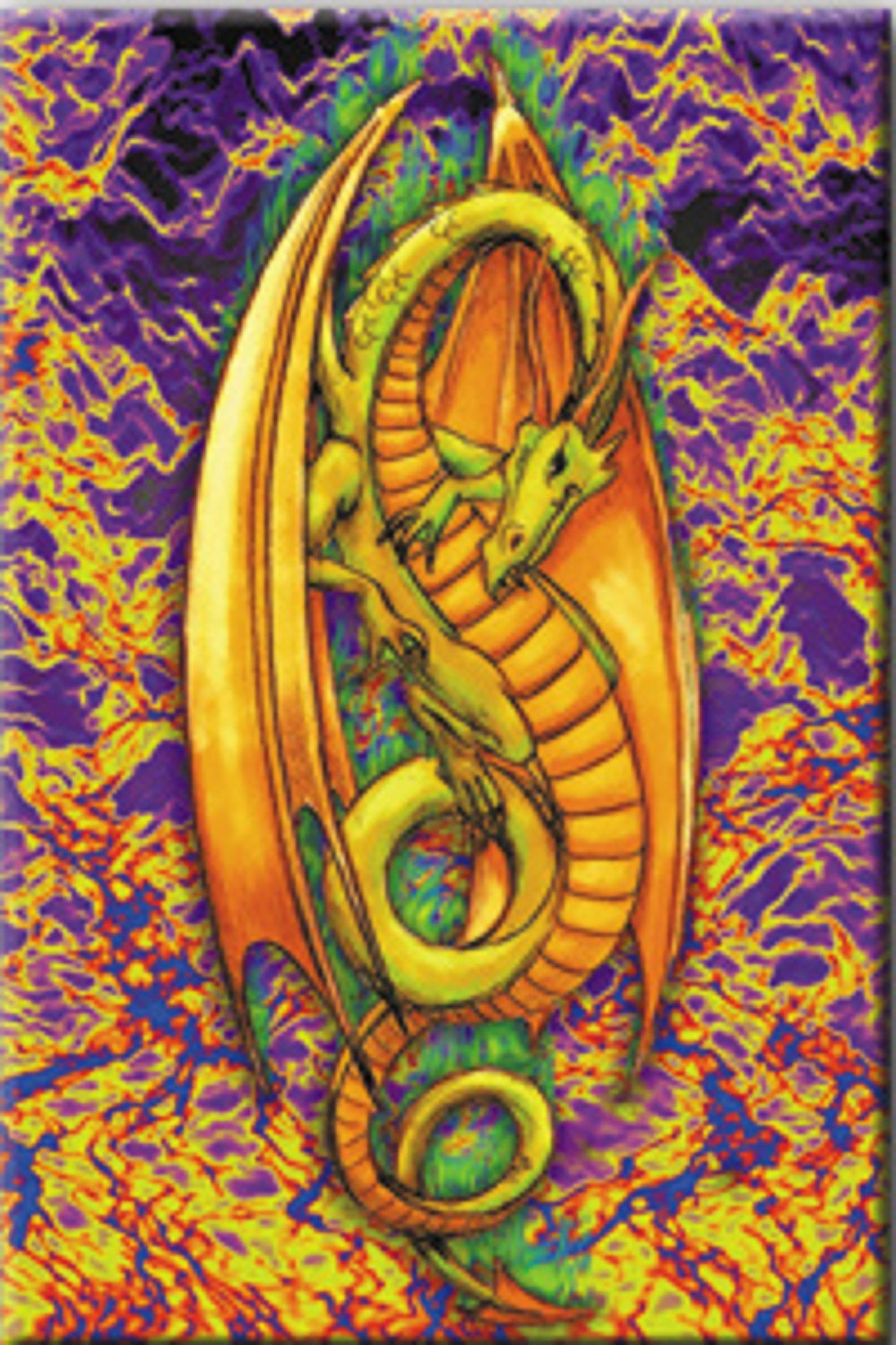 Green Flame Dragon Magnet - Original Artwork Fridge Magnet