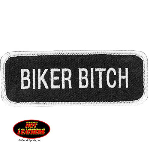 BIKER BITCH - Iron-On / Saw-On, Heat Sealed Backing Rayon PATCH - 4" x 2"