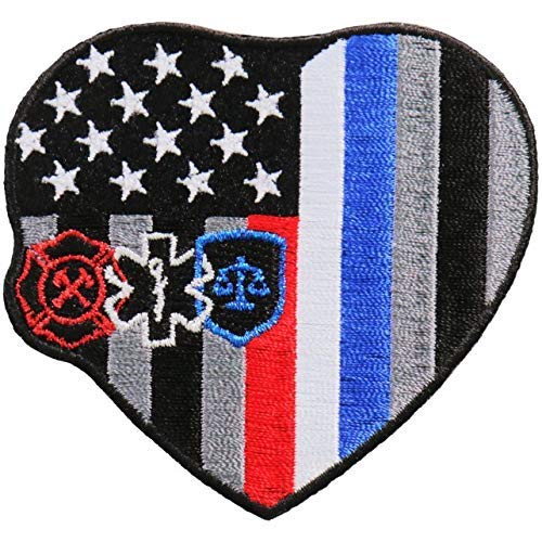 FIRST RESPONDER HEART FLAG - Licensed Original Artwork, Iron On PATCH, 3" x 3"