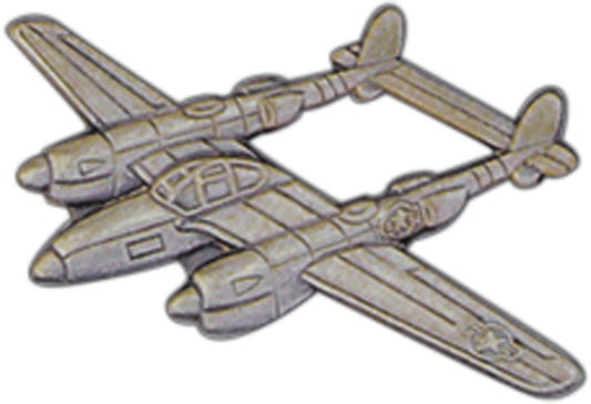 AIRCRAFT & HELICOPTERS, APL P-38 LIGHTNING Pewter - Artwork, Expertly Designed PIN - 2.375"