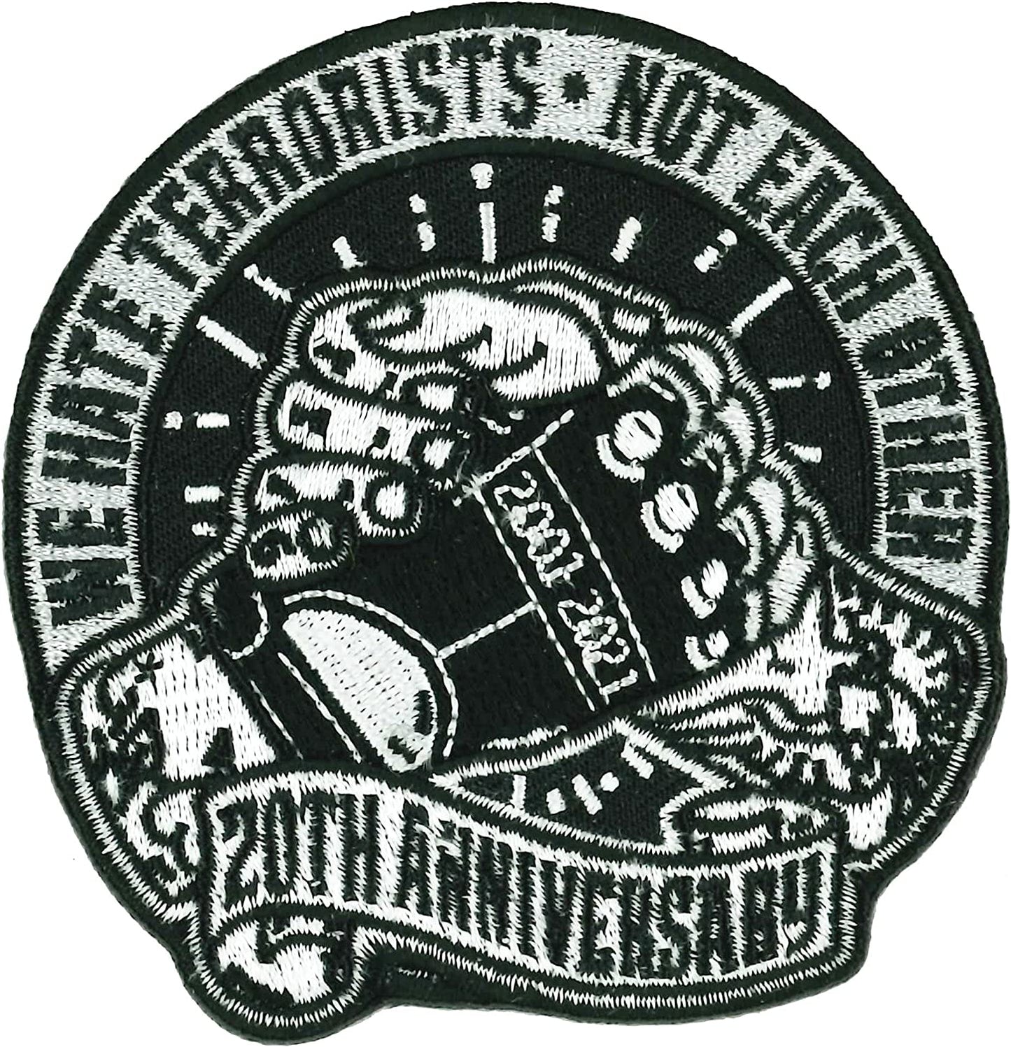 9/11 - 20th Anniversary 2001 - 2021, We Hate Terrorists Not Each Other, PATCH - High Thread Iron-On Heat Sealed Backing Sew-On Patch, 3" x 3"