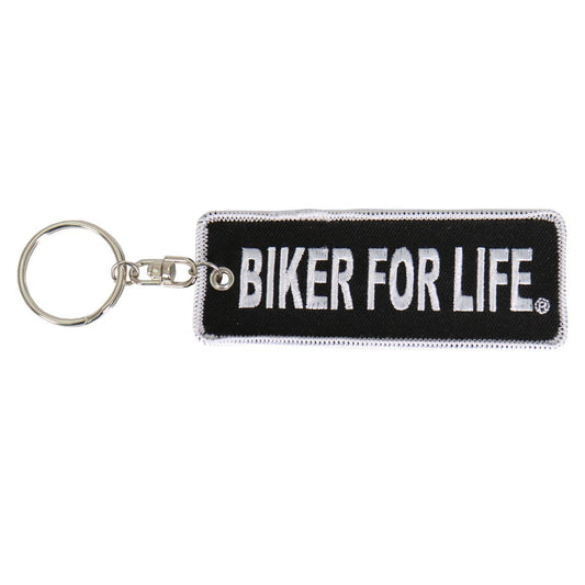 BIKER FOR LIFE, Superior High Thread Rayon Quality, Embroidered Patch KEYCHAIN - 4" x 2"