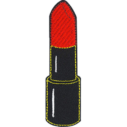 Makeup Lipstick Patch - Sew Iron on, Original Embroidered Artwork - Patch - 1" x 3.6"