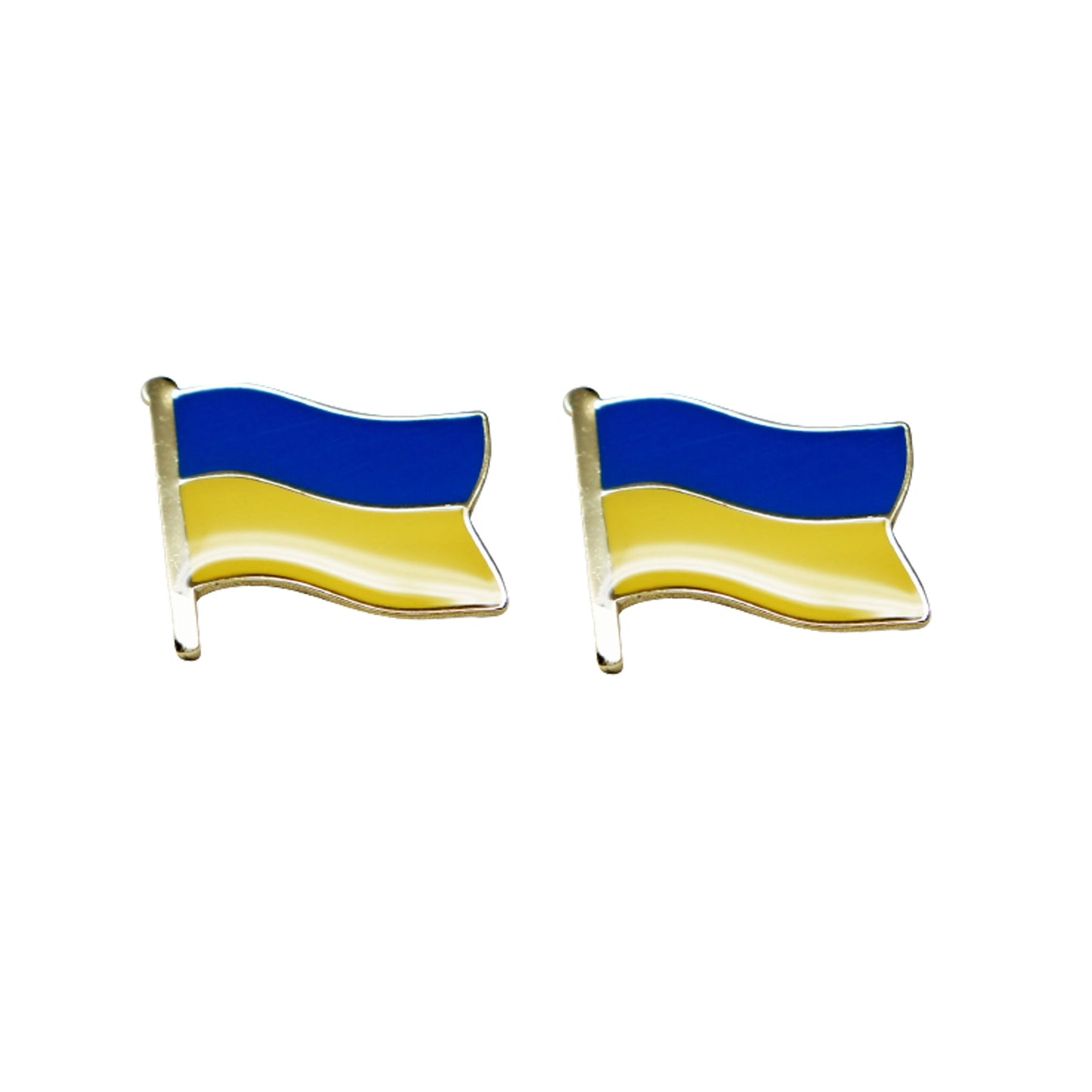 2 x Ukraine PINs - Ukraine National Flag, High-Quality, Ukrainian Waving Flag Die-Cut Enamel Lapel PIN - .75"