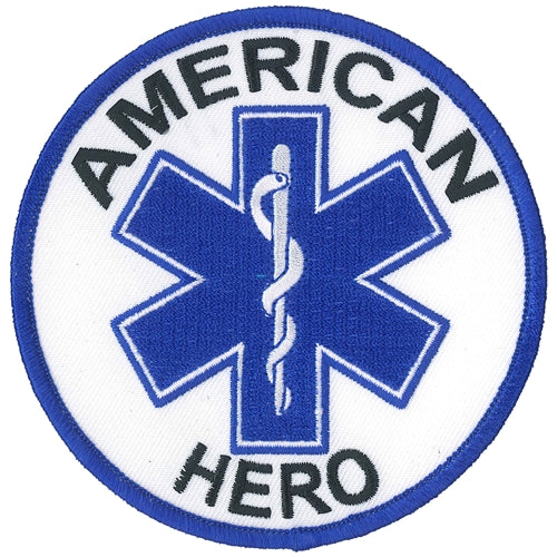 AMERICAN HERO PATCH - MEDICAL STAR LOGO, Thread Rayon Patriotic Iron-On Heat Sealed Backing Sew-On PATCH - 4" Round