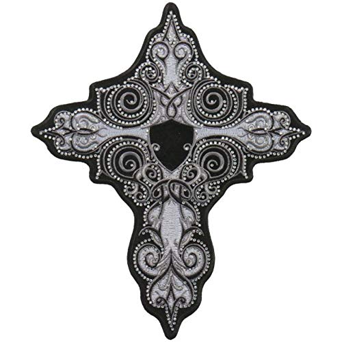RHINESTONE CROSS - Iron On PATCH, Licensed Original Artwork (WHITE CROSS)