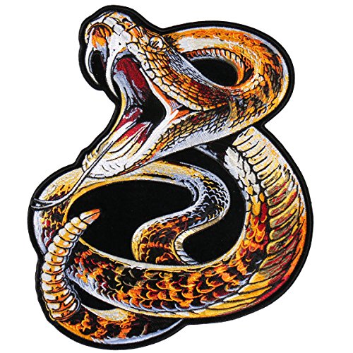 RATTLESNAKE, High Thread Iron-On / Saw-On Rayon PATCH - 9" x 11", Exceptional Quality