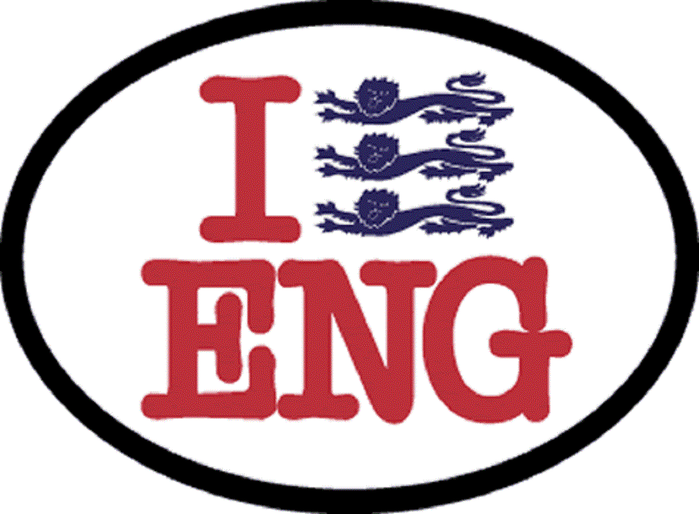 I LOVE ENGLAND Sticker - Orignal Artwork Vinyl - Reflective British Oval Decal Sticker - 3.5" x 4.75"