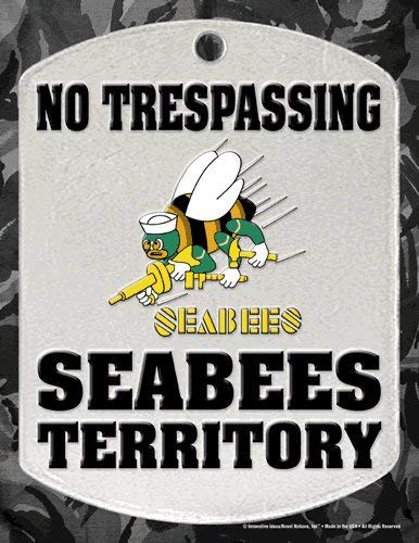 No Trespassing Sign - "SEABEES TERRITORY" - Laminated - 8.5" x 11"