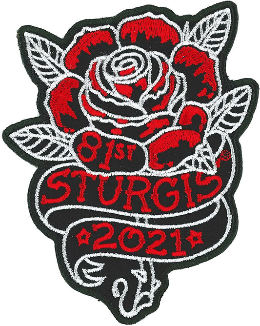 STURGIS 21 EVENT ROSE 81st Anniversary 2021, PATCH - High Thread Iron-On Heat Sealed Backing Sew-On Patch - 3.25" x 4"