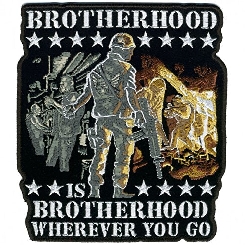 BROTHERHOOD WHEREVER YOU GO, Iron-On / Saw-On Rayon PATCH - 10" x 11", Exceptional Quality