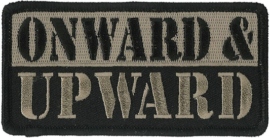 ONWARD & UPWARD, PATCH - High Thread Iron-On Heat Sealed Backing Sew-On Biker's Patch - 4" x 2"