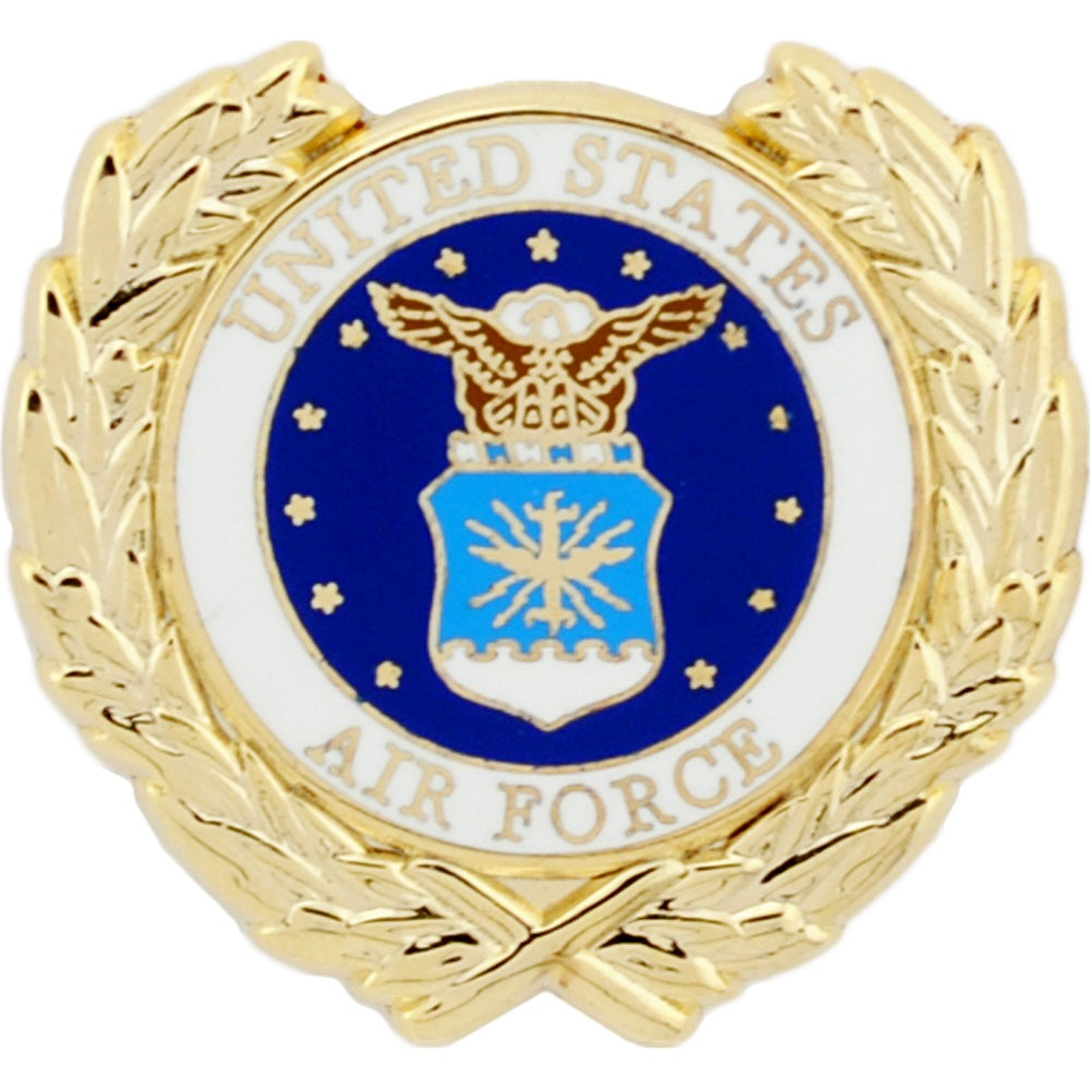 UNITED STATES AIR FORCE EMBLEM WREATH PIN - USA American Patriotic Original Artwork, Expertly Designed PIN - 1.125"