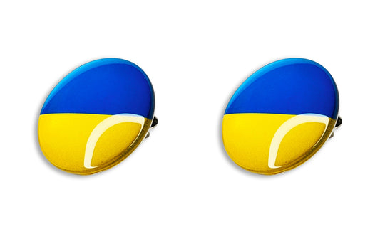 "2-Pack, UKRAINE FLAG PINs, Super Shiny Bright Oval Dome Brooches Lapel Pin, 1"" - 2 Pieces"