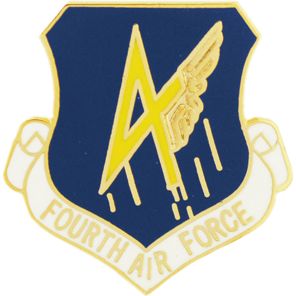 U.S. AIR FORCE, 4th Air Force SHIELD - Original Artwork, Expertly Designed PIN - 1"
