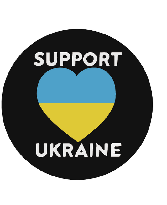 "SUPPORT UKRAINE, UKRAINE FLAG HEART BUTTON, Original Artwork Brooch Pinback Button"
