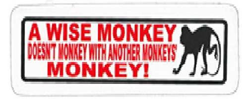 A Wise Monkey Doesn't Monkey Helmet Stickers - Novelty Artwork Decals, 4" x 1"