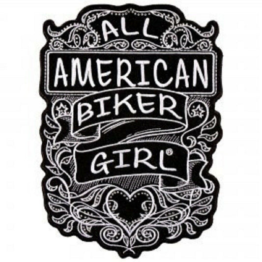 AMERICAN BIKER GIRL, PATCH - All American Biker Girl High Thread Iron-On Heat Sealed Backing Sew-On Biker's Patch - 3" x 4"