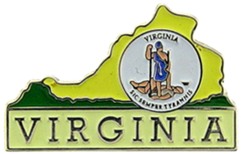 USA STATES, VIRGINIA Map - Original Artwork, Expertly Designed PIN - 1"