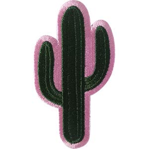 Cactus Cactus on Pink - Sew Iron on, Embroidered Original Artwork - Patch - 2" X 3.75"