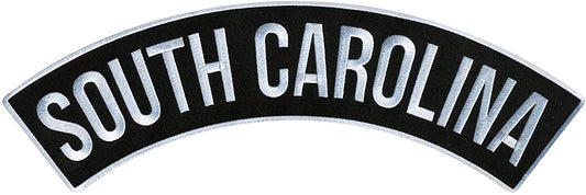 SOUTH CAROLINA TOP ROCKER, PATCH - US State Soth Carolina High Thread Iron-On Heat Sealed Backing Sew-On Large Patch - 12” x 3”