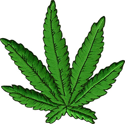 Pot Leaf - 4 inches! - Embroidered Iron On or Sew On Patch (Hemp / Marijuana / Dope / Grass / Weed / Bud)