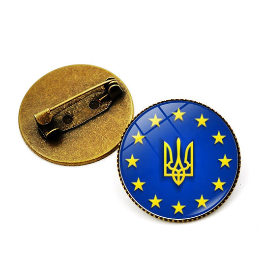 "UKRAINE COAT OF ARMS PIN, The Famous Ukrainian Symbol w/ The Classic Raised Bright Epoxy Oval Dome & Bronzed Back Lapel PIN"
