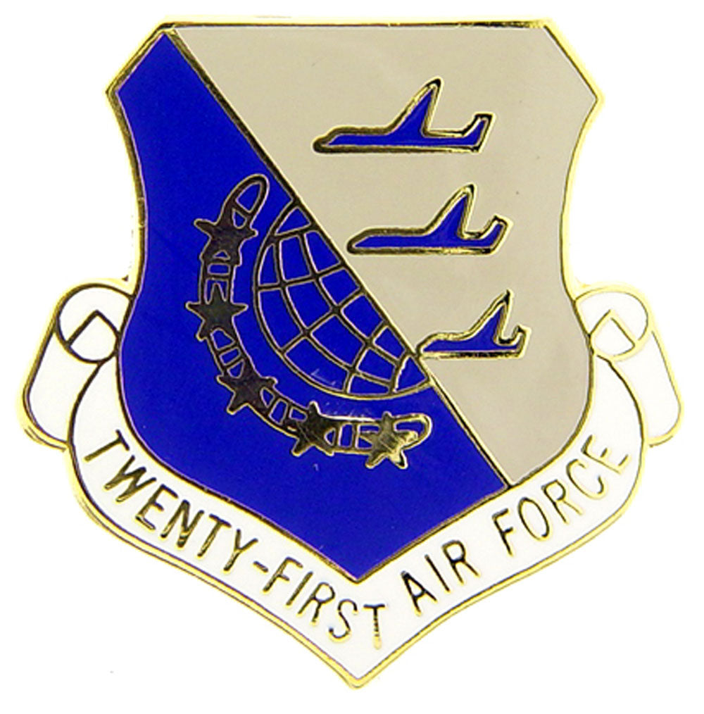 U.S. AIR FORCE, 21st Air Force SHIELD - Original Artwork, Expertly Designed PIN - 1"