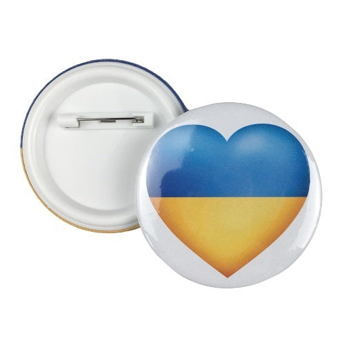 "UKRAINE FLAG HEART PIN, High Quality Ukraine Brooch Badge Button Pin"