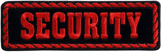 RED OFFICER SECURITY, High Thread Embroidered Iron-On / Saw-On Rayon PATCH - 4" x 1"