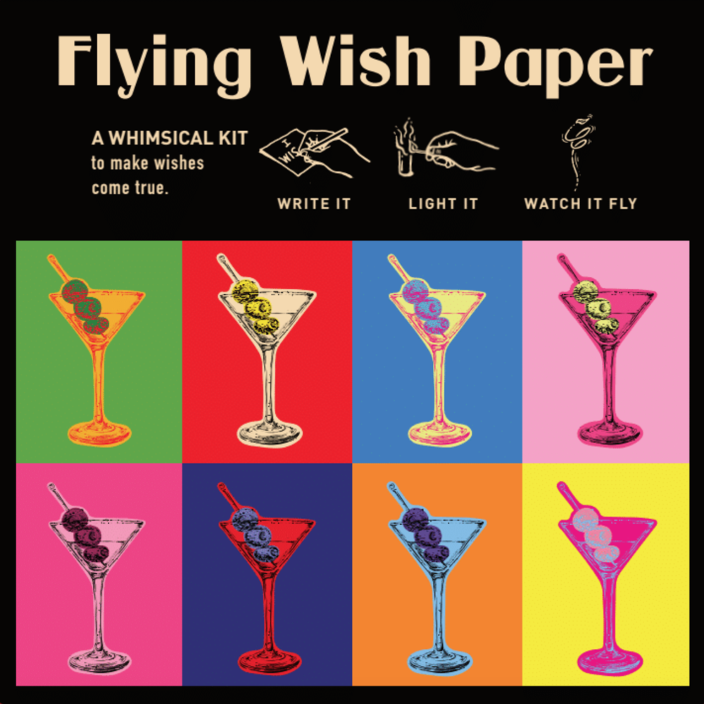 FLYING WISH PAPER® - Write it, Light it, & Watch it Fly - MARTINI - 5" x 5" - Whimsical Mini Kits