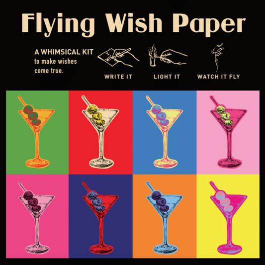 FLYING WISH PAPER® - Write it, Light it, & Watch it Fly - MARTINI - 5" x 5" - Whimsical Mini Kits
