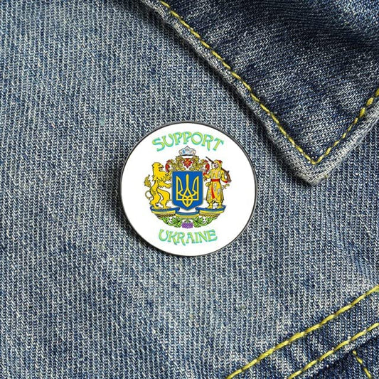 "UKRAINE COAT OF ARMS SYMBOL PIN, The Famous Ukrainian Symbol w/ White Background Brooch Badge Button Pin, .79"" / 2cm"