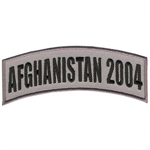 Banners, AFGHANISTAN 2004, High Quality Iron-On / Saw-On, Heat Sealed Backing Rayon BANNER PATCH - 4" x 1"