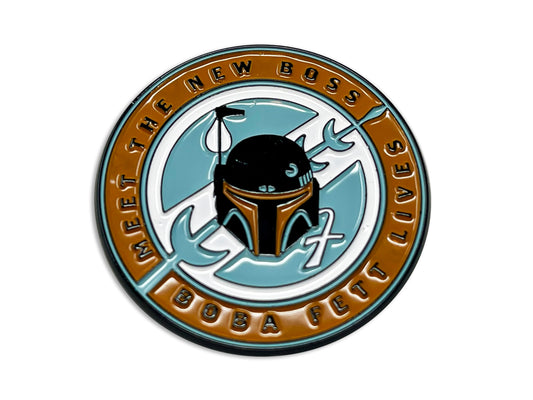 Officially Licensed THE BOOK OF BOBA FETT PIN, MEET THE NEW BOSS, Authorized Lucasfilm Ltd Disney Star Wars BOBA FETT LIVES PIN - 4cm
