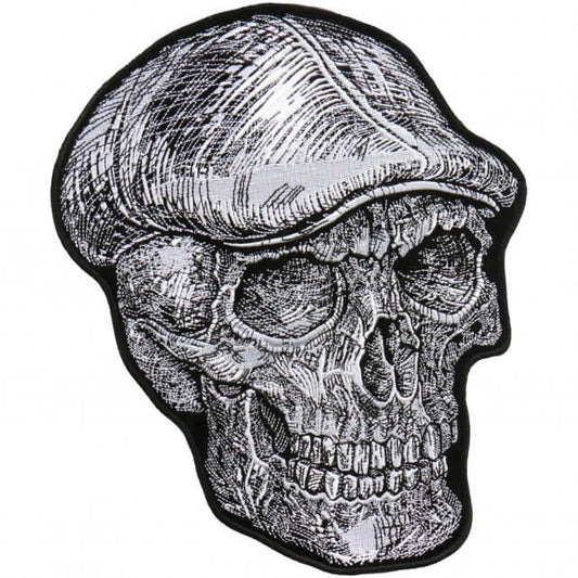 SKULL CAP - Sew Iron on, Embroidered Original Artwork, Patch - 8" X 10"