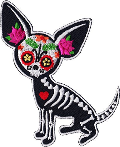 Evilkid Chihuahua Muerta PATCH, Iron-On / Saw-On, Carded & Packaged Individually - 3.75" x 2.75"