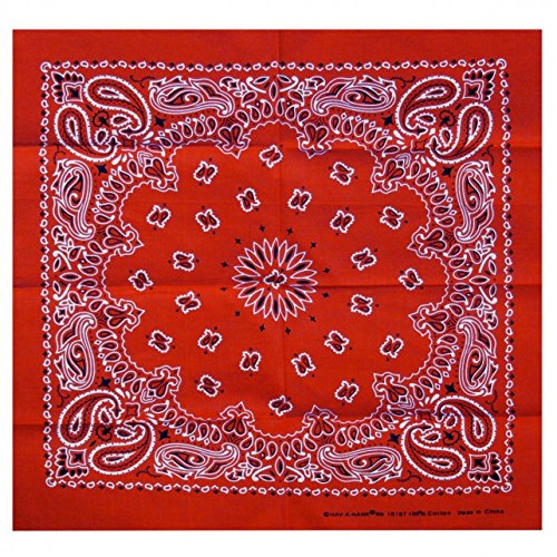 Officially Licensed Originals Bikers Bandanas Collection Original Design, 21" x 21" - Bandana RED Paisley Design