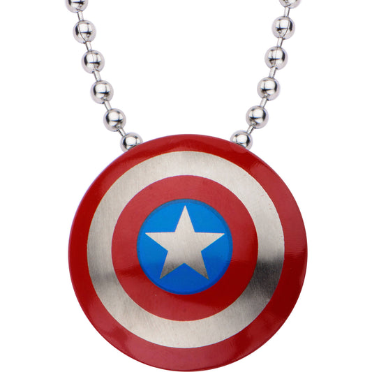 Marvel Avengers Captain America Small Shield Logo Stainless Steel Pendant Necklace
