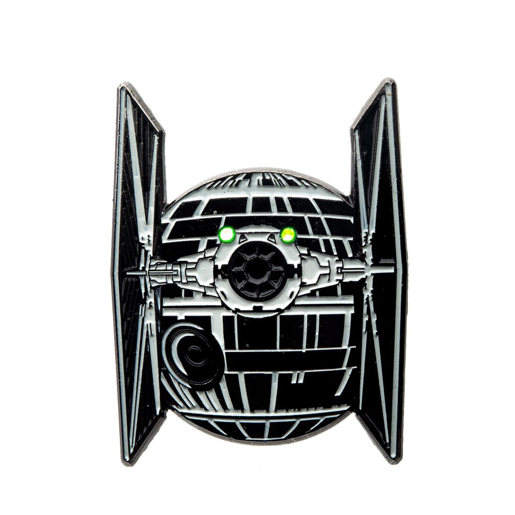 STAR WARS, TIE FIGHTER / DEATH STAR PIN - Official Licensed Novelty Light Up Enamel PIN