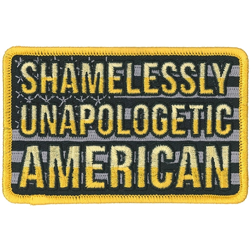 AMERICAN FLAG PATCH - SHAMELESSLY UNAPOLOGETIC AMERICAN Thread Patriotic Iron-On Heat Sealed Sew-On PATCH - 4" x 3"