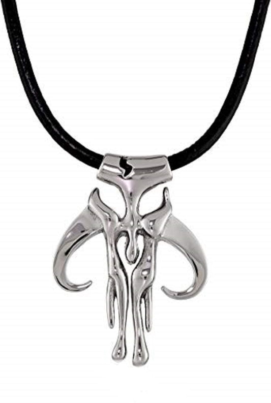 MANDALORIAN SYMBOL Necklace - Disney Star Wars Mandalorian Symbol Novelty Official Licensed Pendant Necklace with Leather Cord, 20"