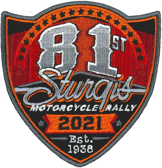 2021 Sturgis Motorcycle Rally 81st Anniversary Est. 1938, Patch - High Thread Iron-On Heat Sealed Backing Sew-On Biker's Patch - 3.75" x 3.7"