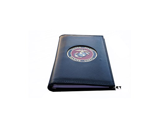 Military Sprial Notebook Cover, US MARINE CORPS Padfolio with Medallion - 3 x 5
