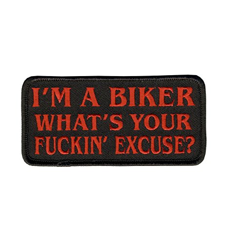 I'M A BIKER, High Thread Iron-On / Saw-On, Heat Sealed Backing Rayon PATCH - 4" x 2"