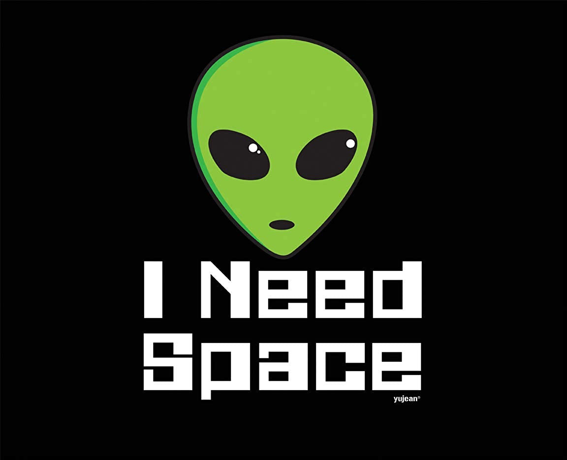 I Need Space Original Artwork Cotton TOTE Shopping BAG - 13" x 16" - Black