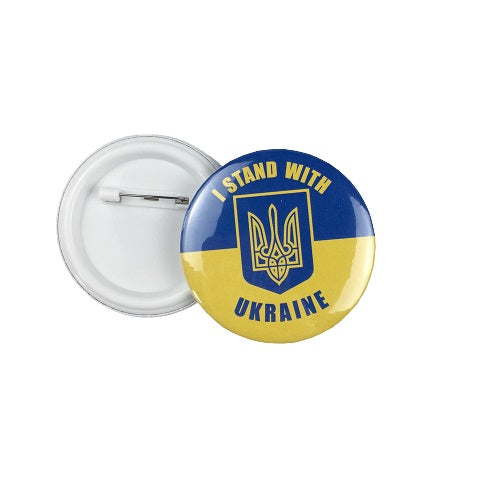 "UKRAINE FLAG PIN, Ukrainian Symbol COAT OF ARMS Brooch Button Lapel Pin"