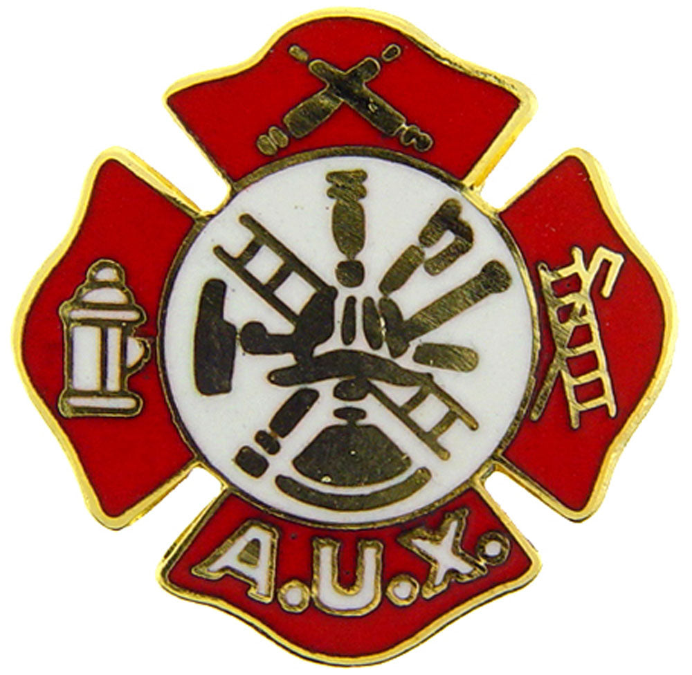FIRE & EMS, Fire Department LOGO A.U.X. - Original Artwork, Expertly Designed PIN - 1.125"