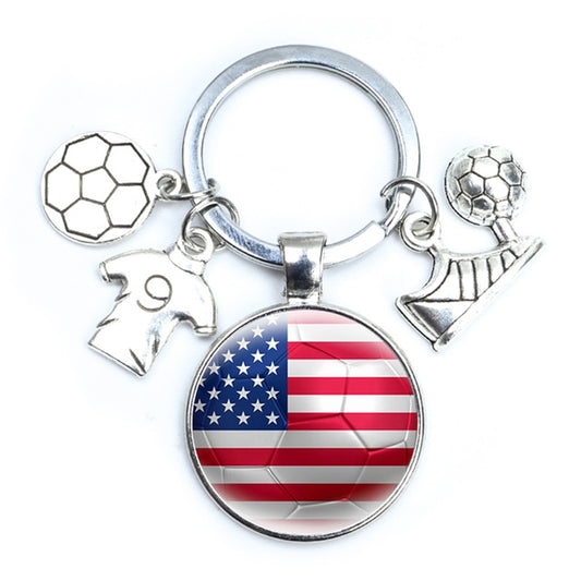 American Flag Soccer Keychain - World Cup Soccer Ball Charms, Soccer Peace Symbol & USA Flag Key Holder Keyring