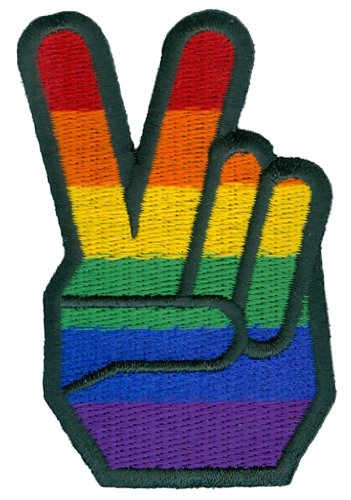 Gay Pride - Rainbow Peace Fingers - Embroidered Patch